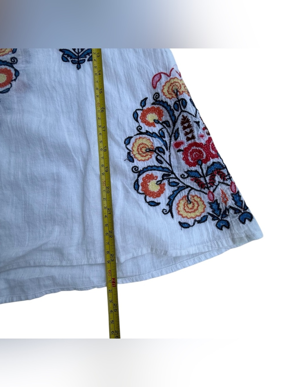 Sundance Embroidered White Peasant Blouse with Multi-Color Floral Motif size S - Picture 5 of 6